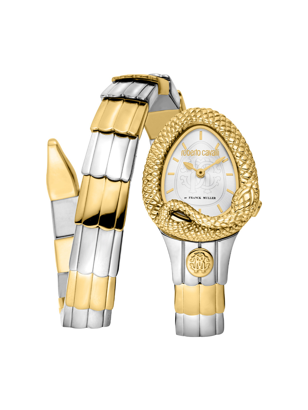 Roberto Cavalli by Franck Muller Women Silver-Toned Embellished Dial & Multicoloured Stainless Steel Watch