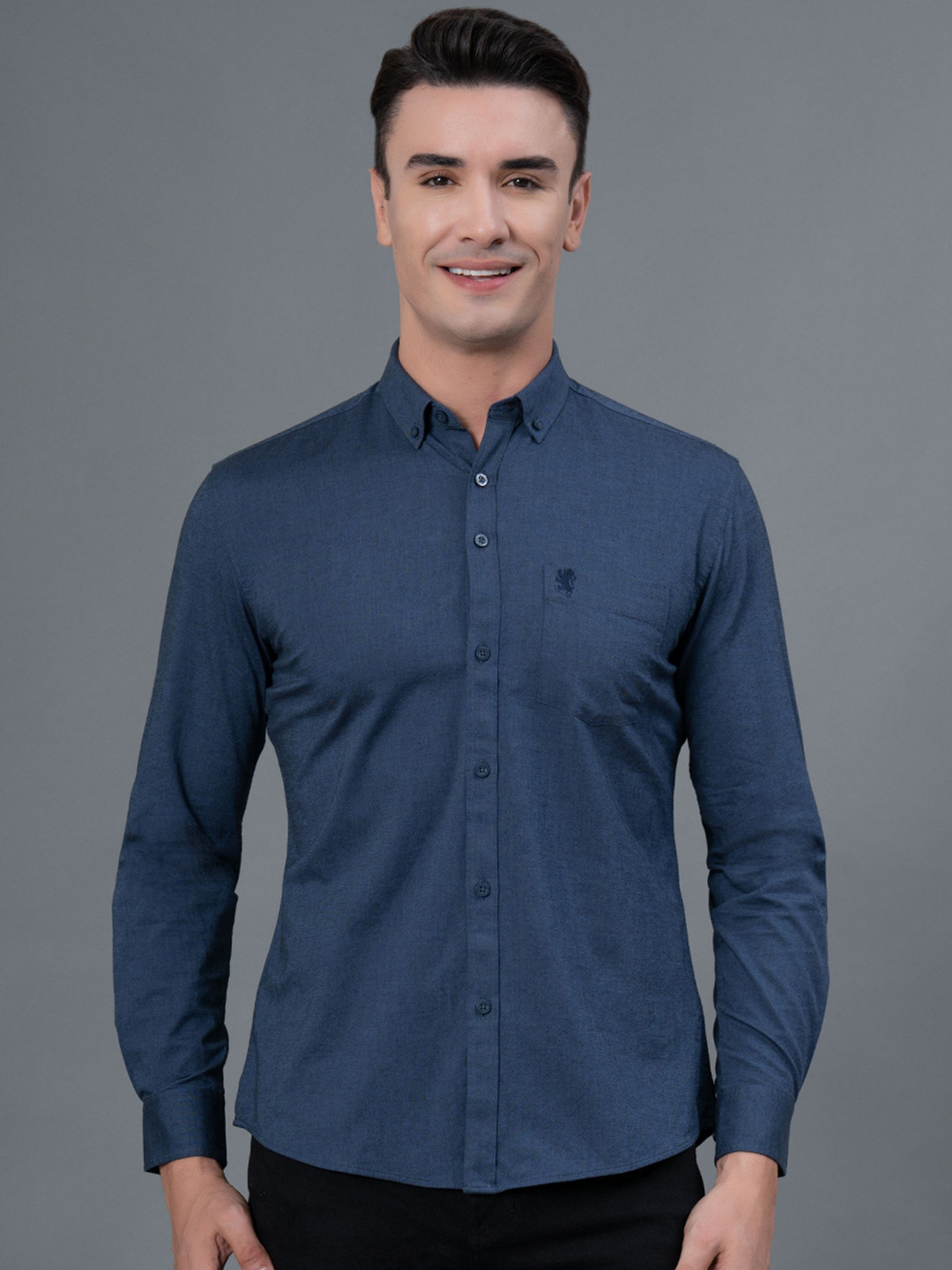 Red Tape Button Down Collar Solid Oxford Casual Shirt