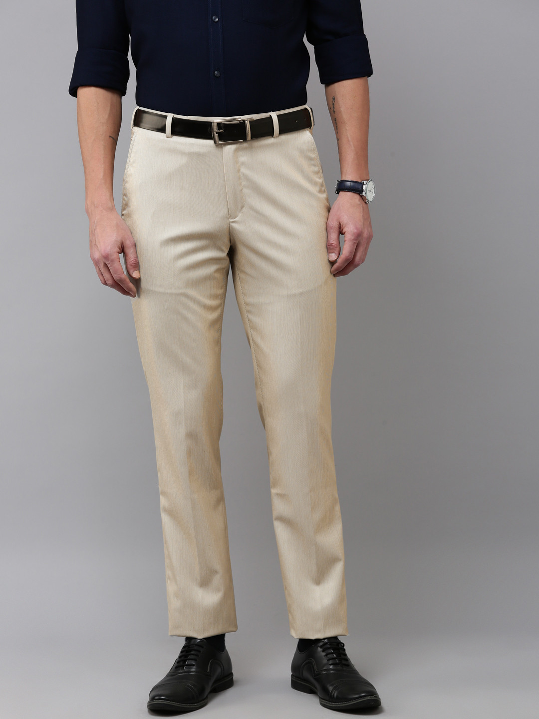 Park Avenue Men Striped Formal Trousers