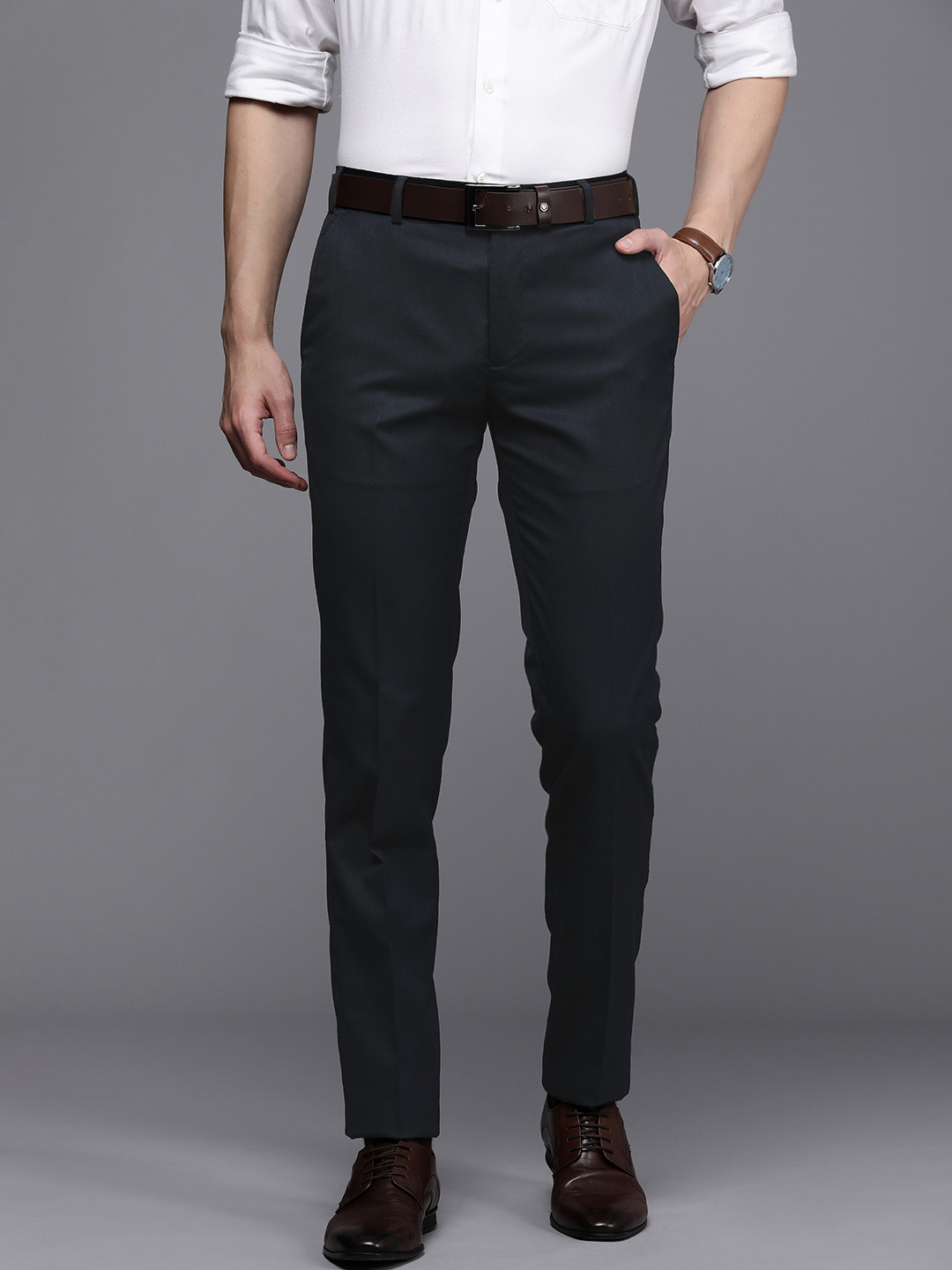 Raymond Men Solid Slim Fit Formal Trousers