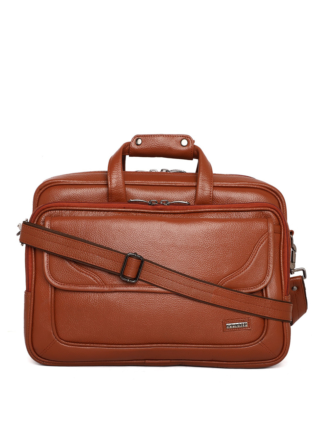 Stamp Unisex Textured Leather Laptop Bag Up to 17 inch