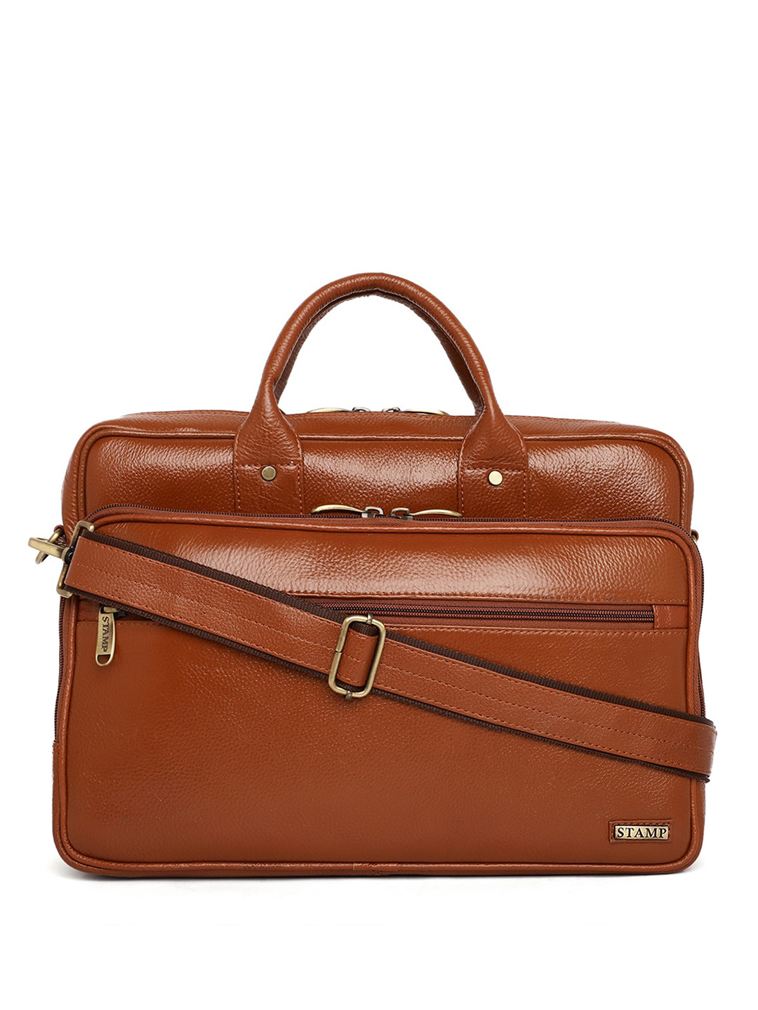 Stamp Unisex Leather Laptop Bag Up to 17 inch