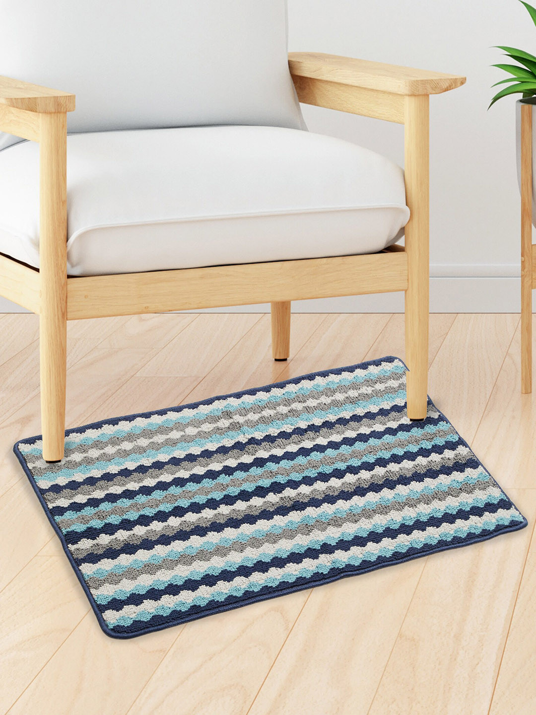 Home Centre Blue & Grey Patterned Nicolas Legion Tufted Dhurrie