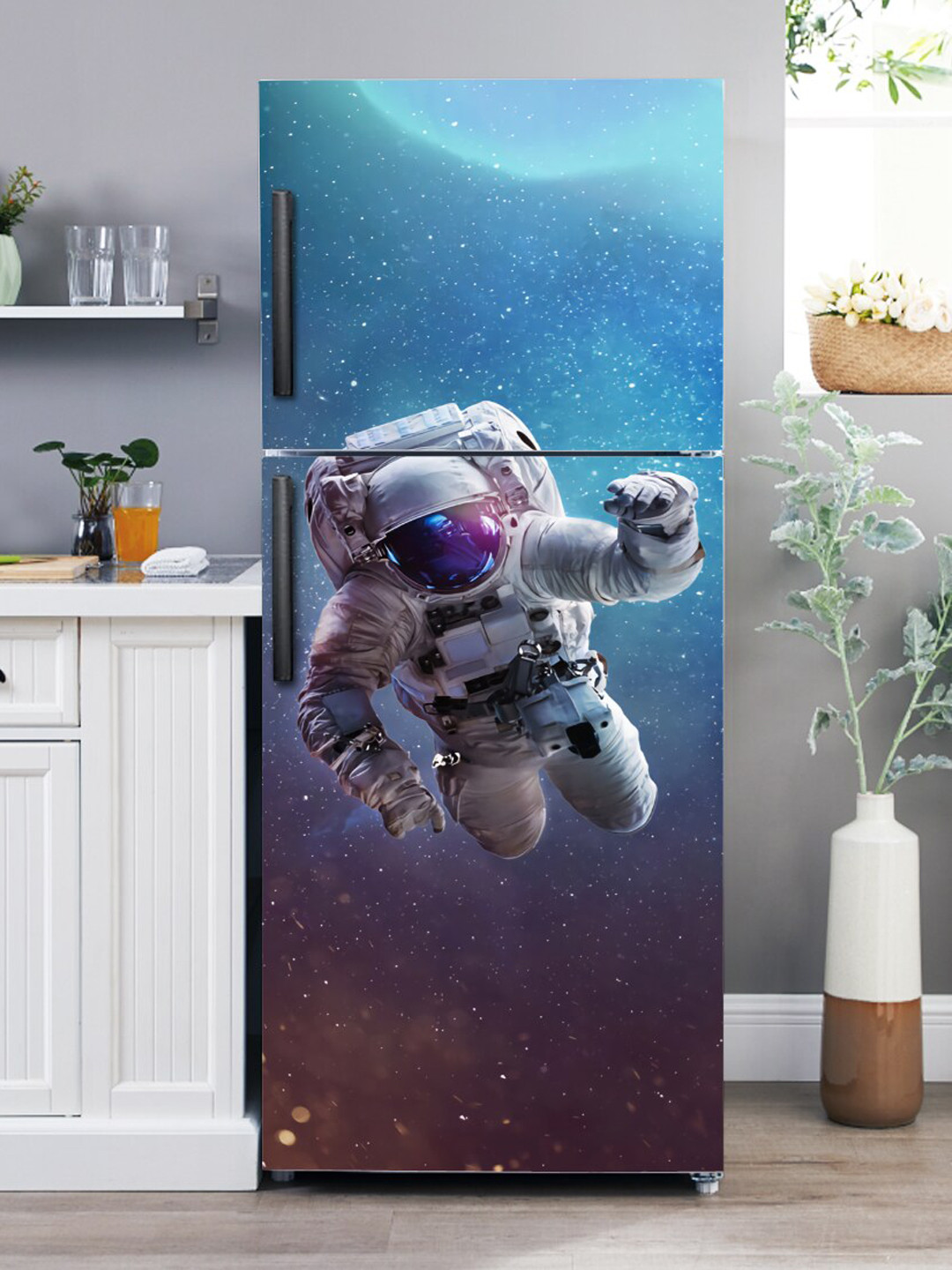 WallDaddy Blue & Purple Astronoid-Printed Refrigerator Sticker