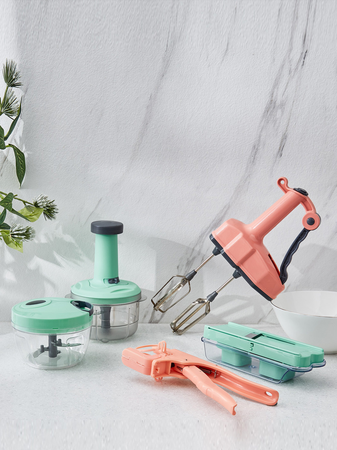 Home Centre Rosemary Oblivon Green & Transparent Manual Pull Chopper