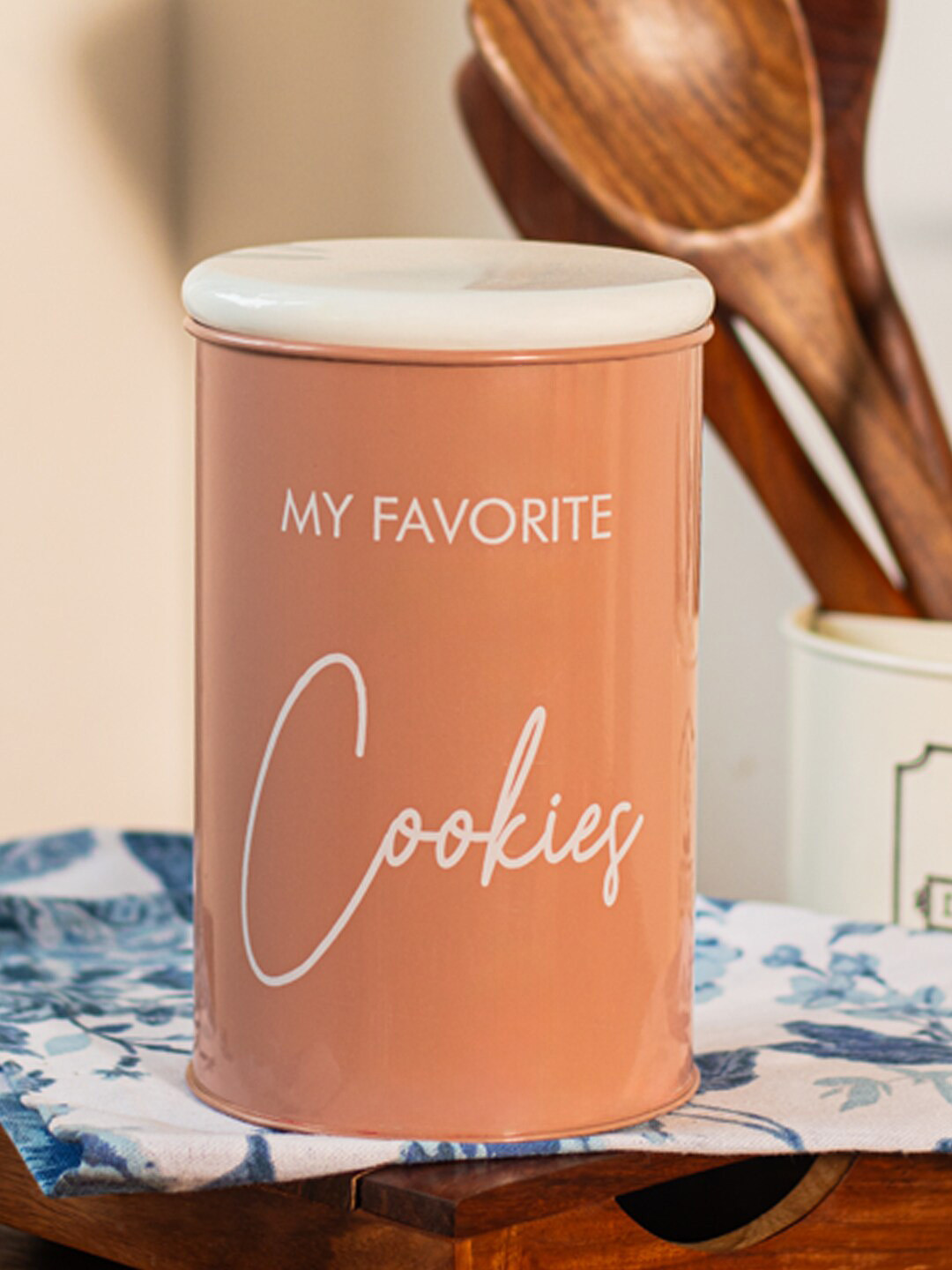 Market99 Brown Typography Metal Dishwasher Safe Clip-On Canister-900ml