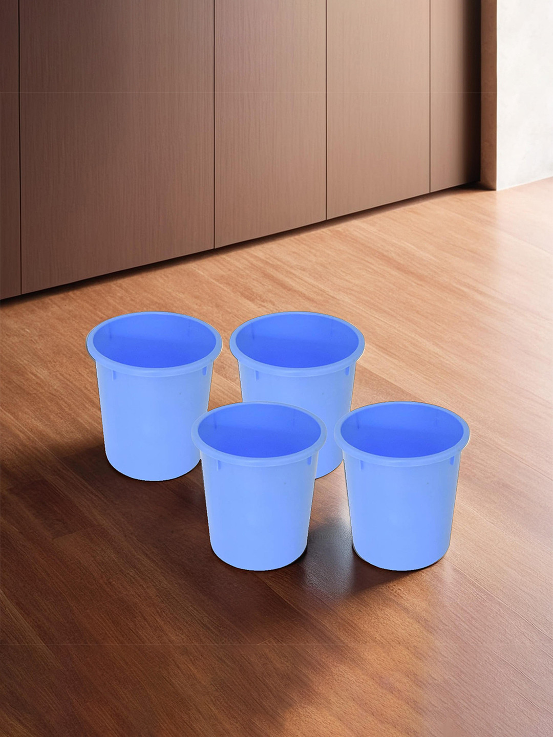 Kuber Industries Blue 4 Pieces Open Dustbins 5 L Each