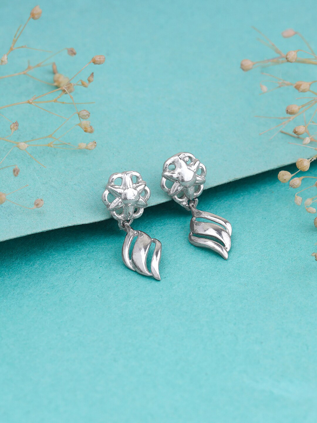 GIVA Rhodium Plated Sterling Silver Drop Earrings