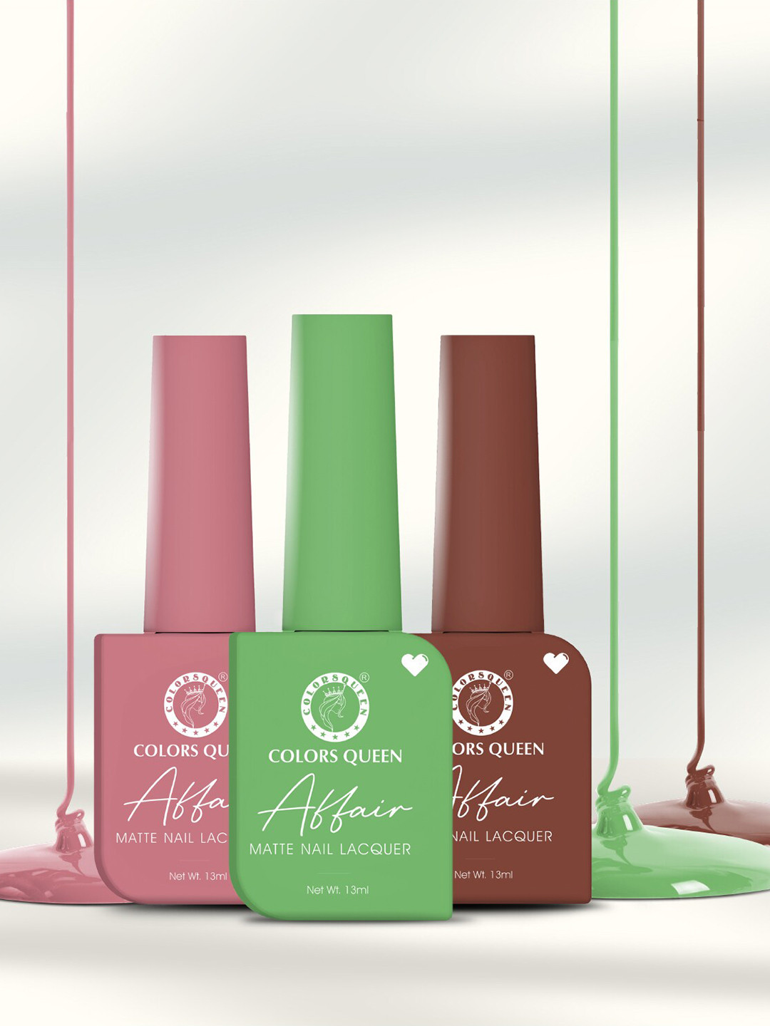 Colors Queen Affair 3-Pcs Nail Lacquer - Blushing Petal-Grashopper Green-Spicy Mix
