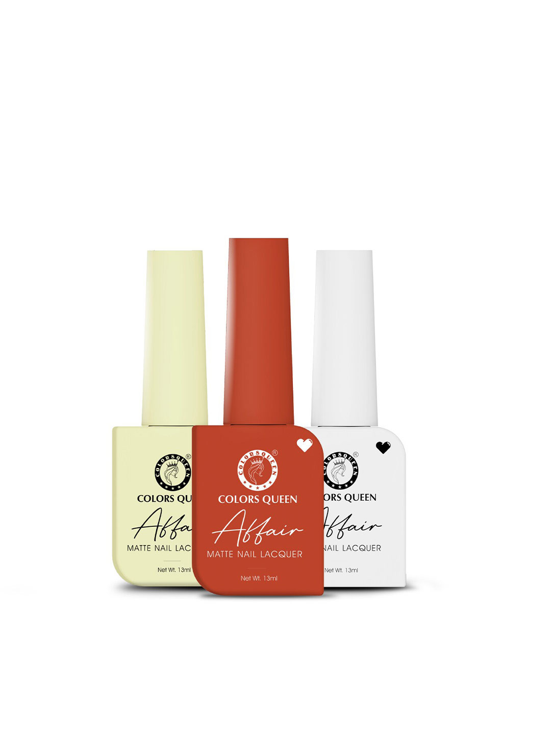 Colors Queen Set of 3 Affair Long Lasting & Chip-Resistant Matte Nail Lacquer - 13 ml each