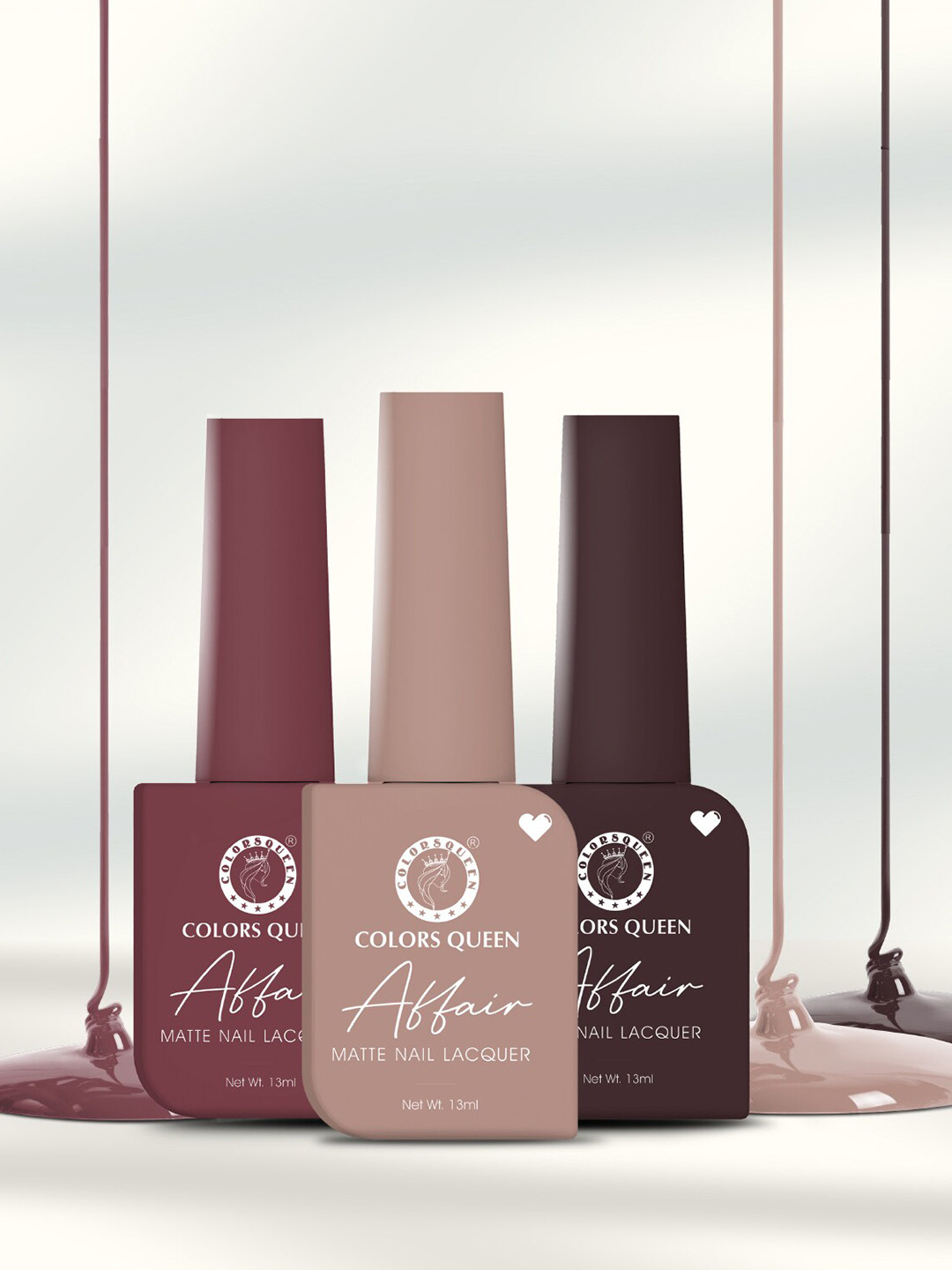 Colors Queen Affair 3Pc Matte Nail Lacquer-13ml Each-Desert Canyon-Caramel Nude-Royal Plum