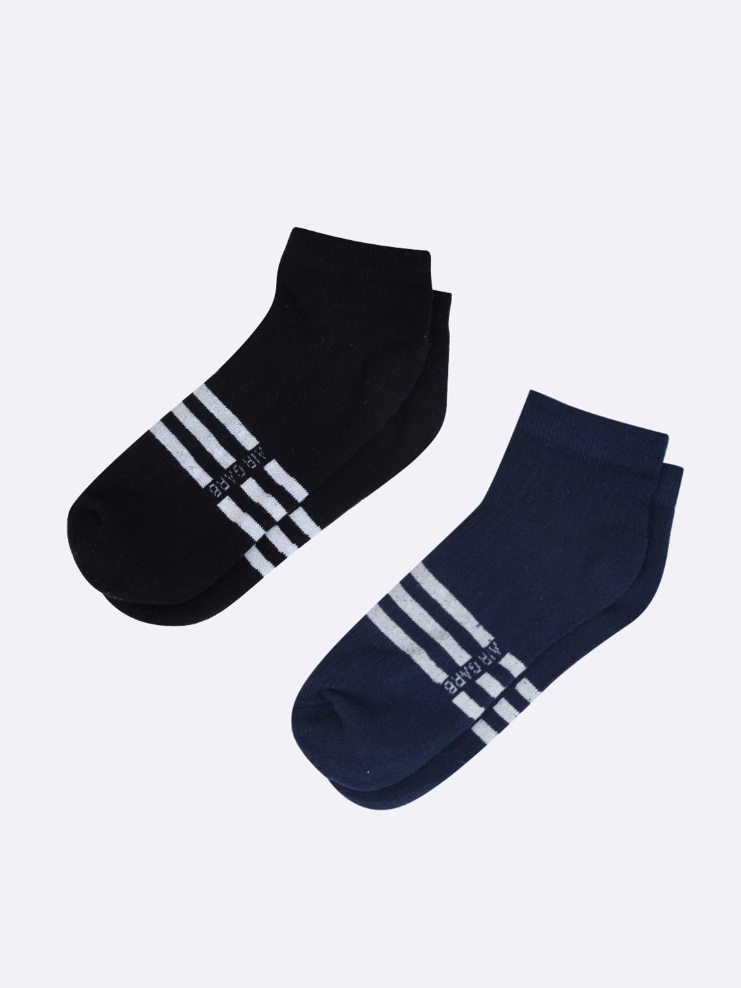 AIR GARB Pack of 2  Black and Brown Low Ankle  with Striped Pattern Socks