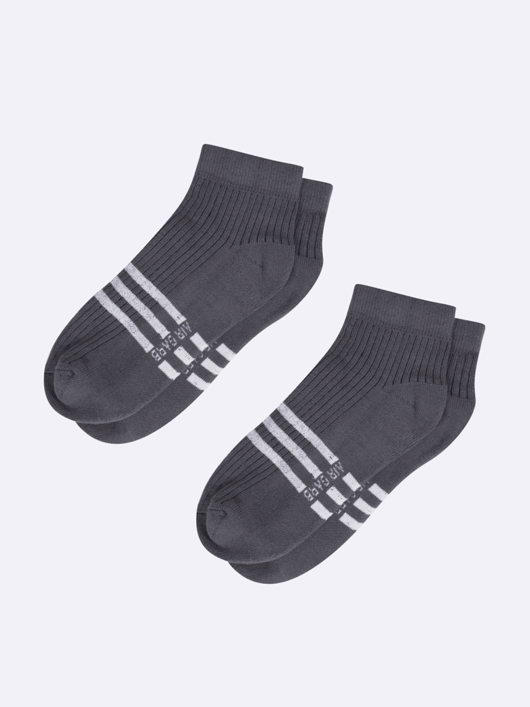 AIR GARB Pack of 2 Ash Low Ankle with Striped Pattern Socks