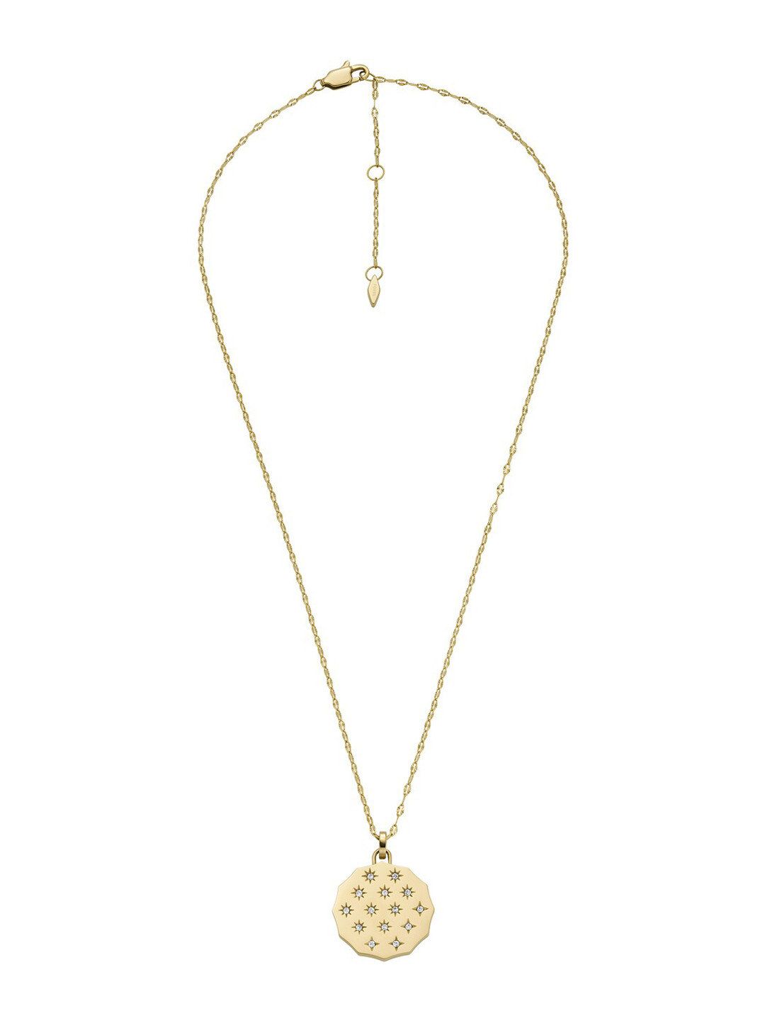 Fossil Stainless Steel Crystal-Studded Pendant With Chain