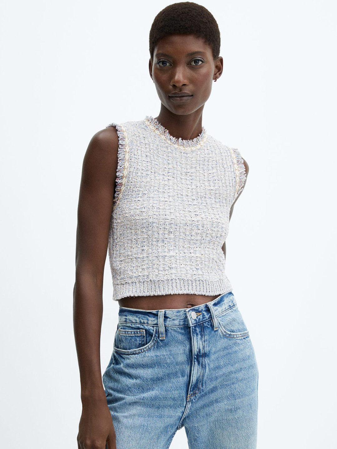 MANGO Woven Crop Top