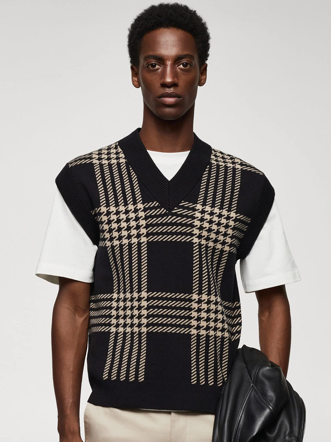 MANGO MAN Checked Sweater Vest