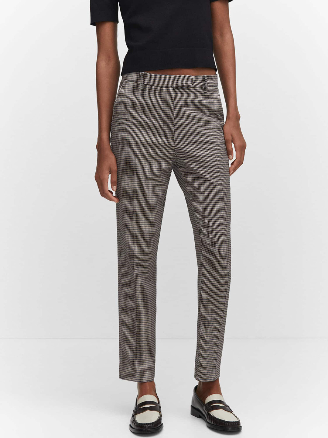 MANGO Women Houndstooth Skinny Fit Trousers
