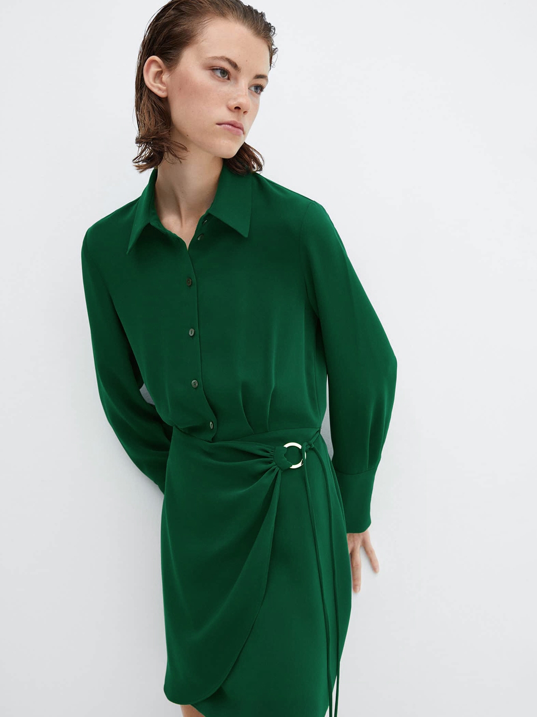Buy MANGO Metallic Ring Wrap Shirt Dress Dresses for Women 25377386 Myntra