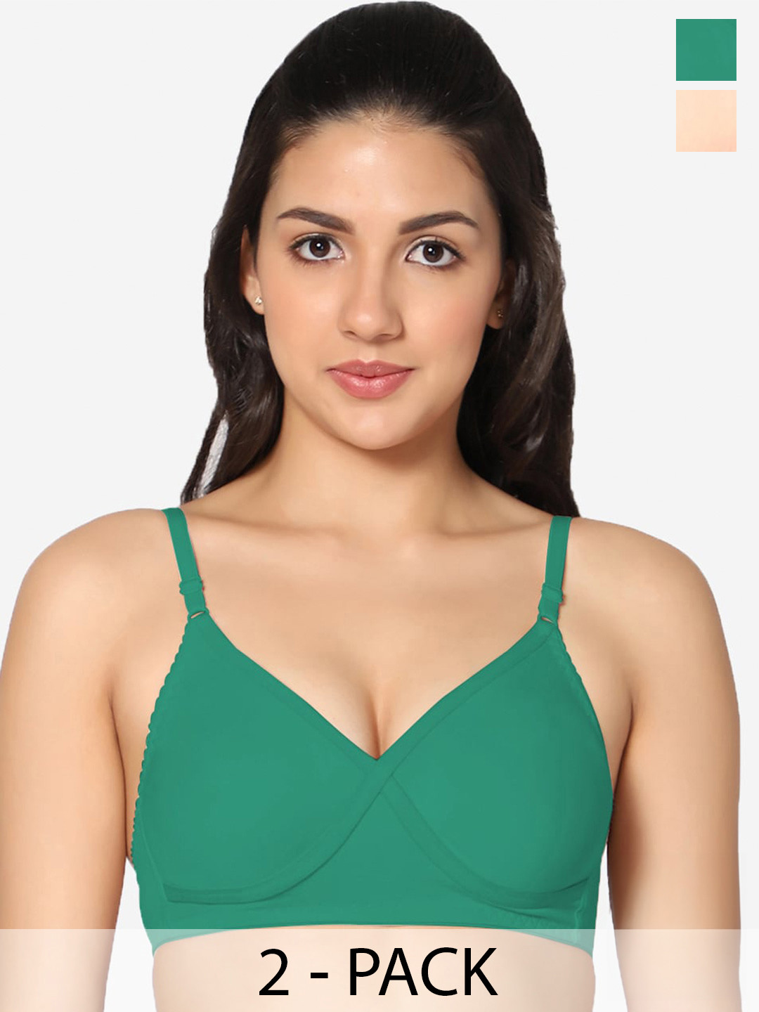 In Care Pack Of 2 Seamless Full Coverage Cotton T-shirt Bra All Day Comfort