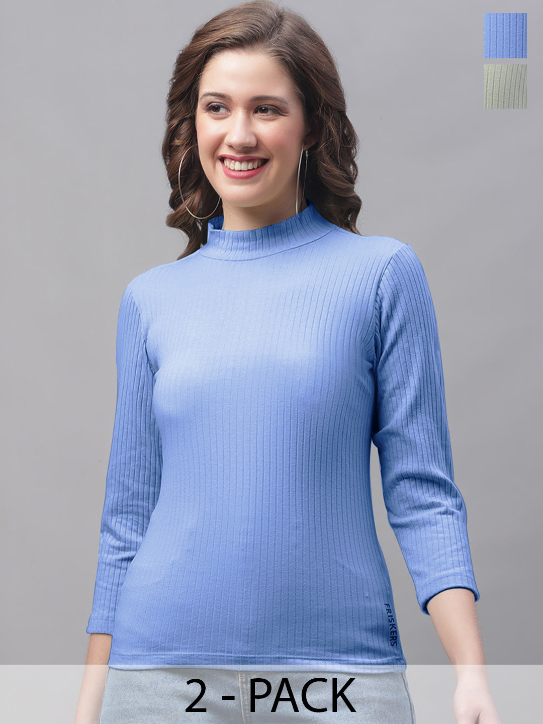 Friskers Turquoise Blue Colourblocked Top