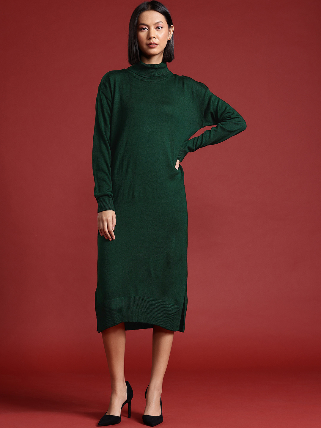 all about you Acrylic Sweater Midi Dress