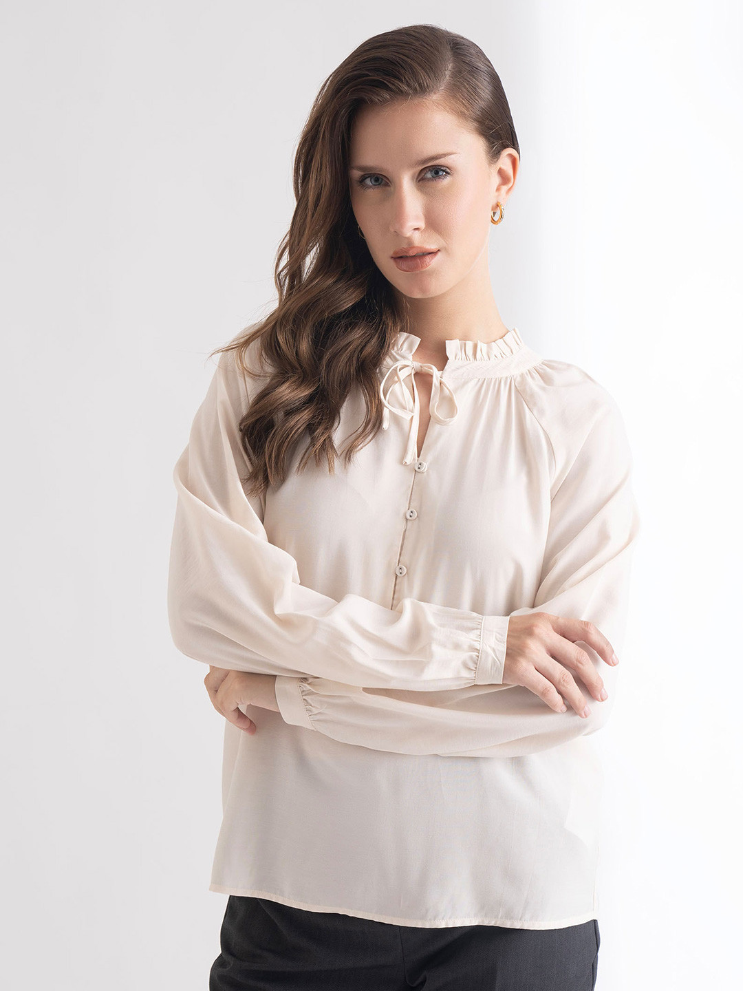 B.Copenhagen Tie-Up Neck Top