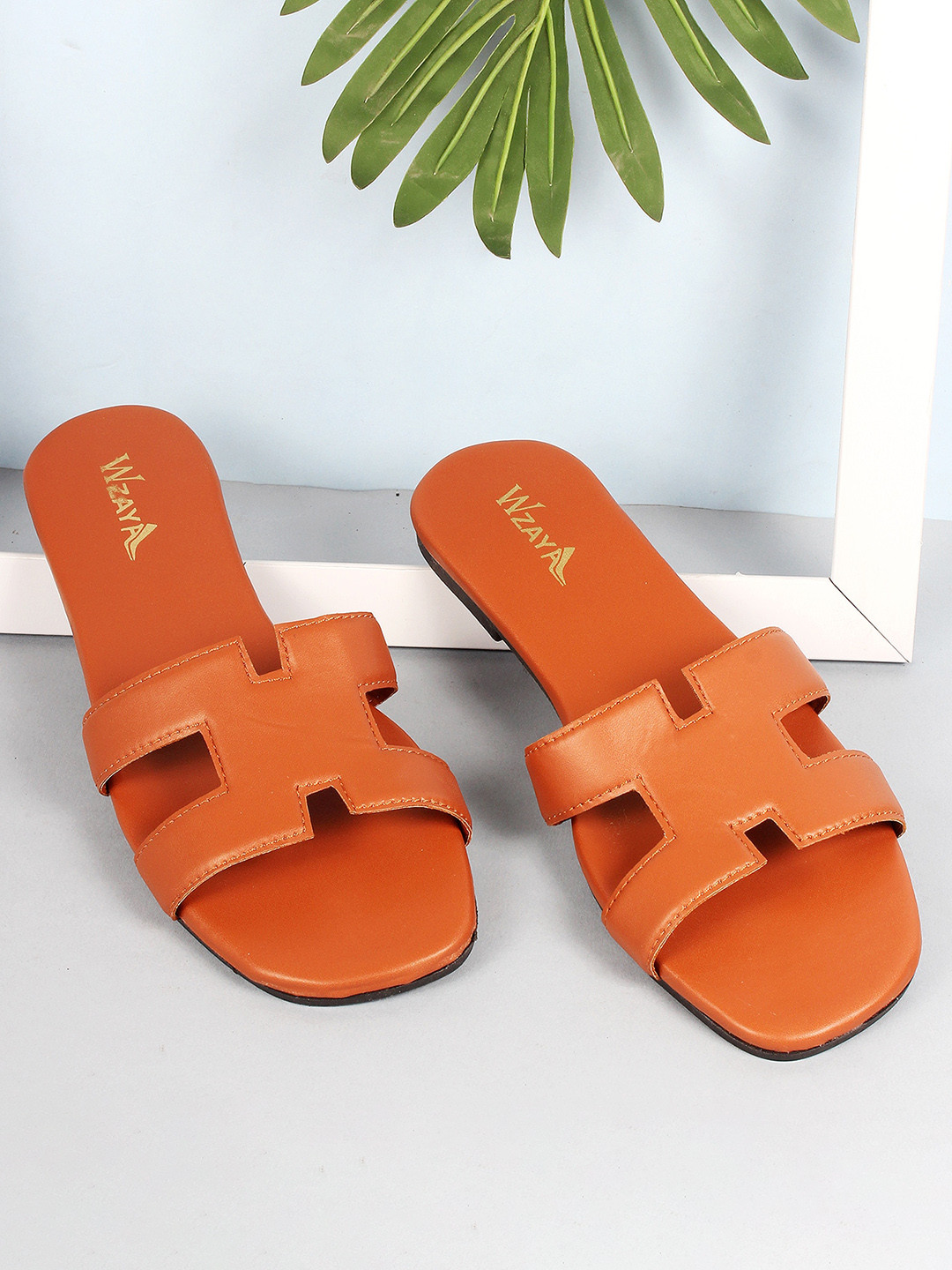 WZAYA Cut Out Detail Open Toe Flats