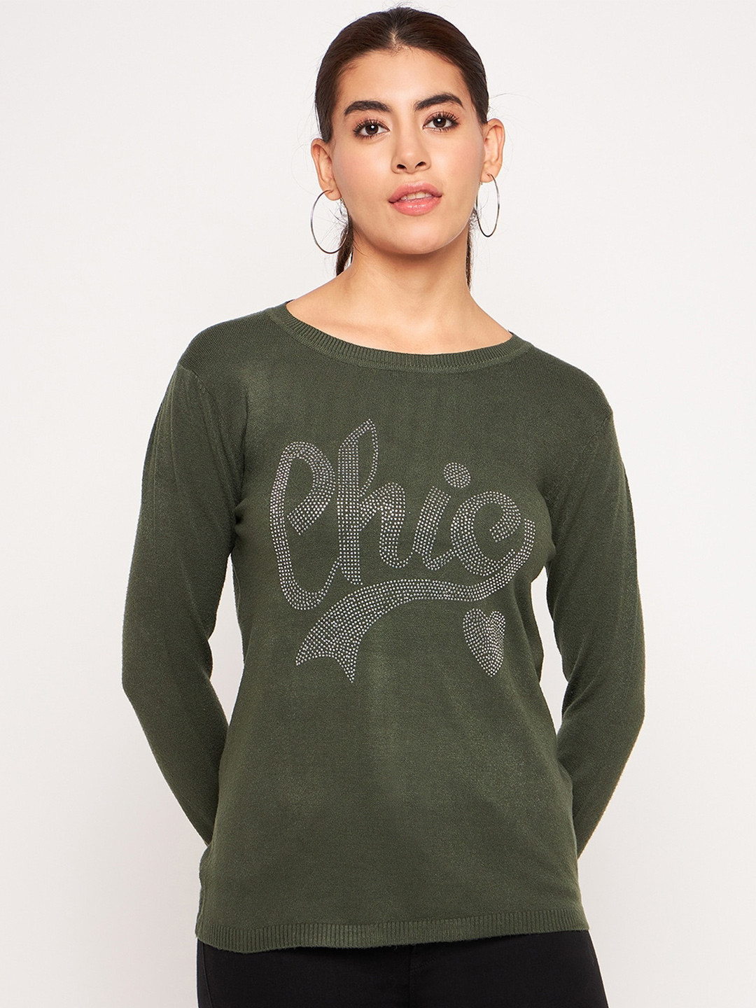 Camey Typography Embellished Wool Pullover