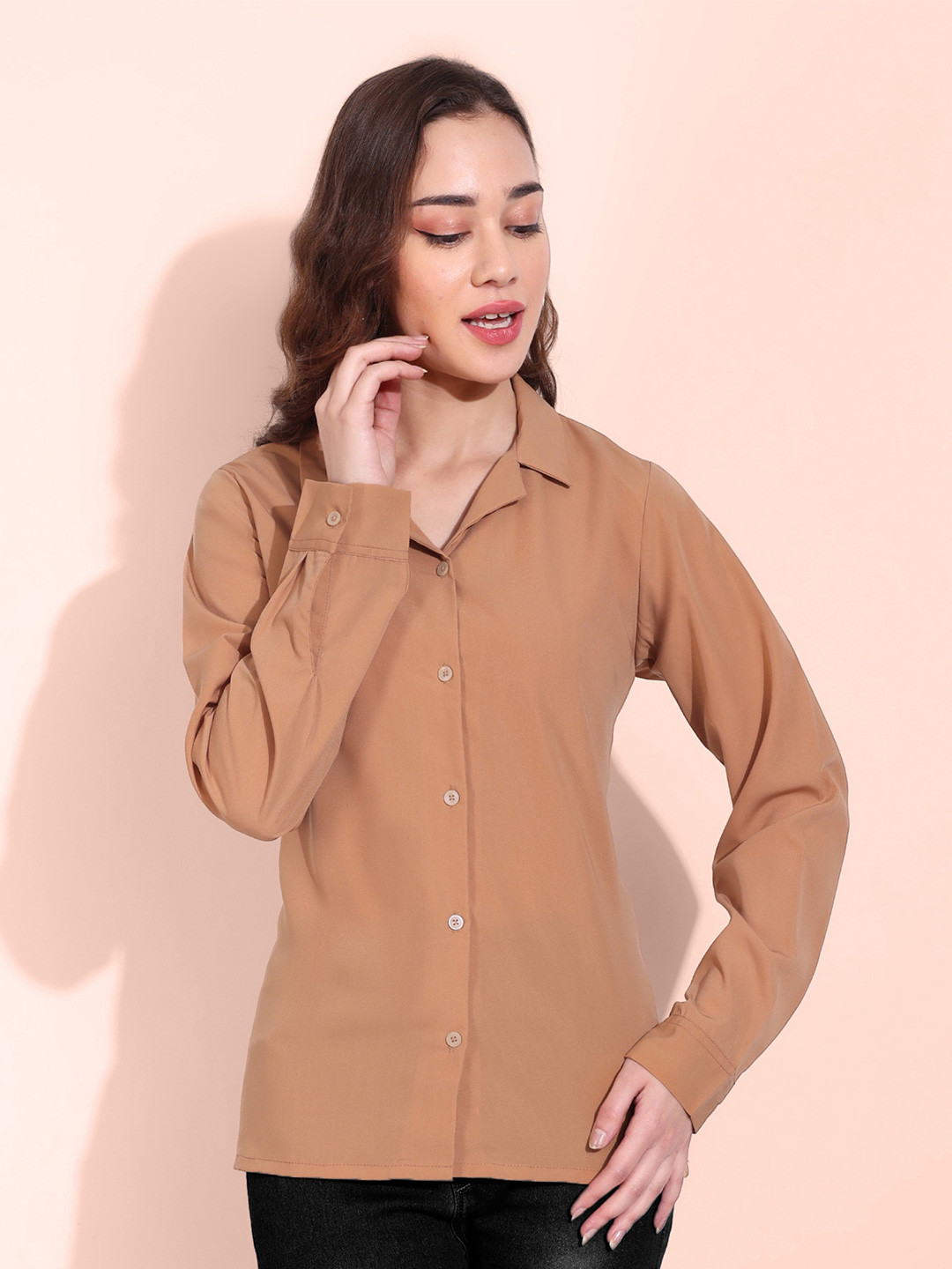 FITHUB Smart Cuban Collar Twill Casual Shirt