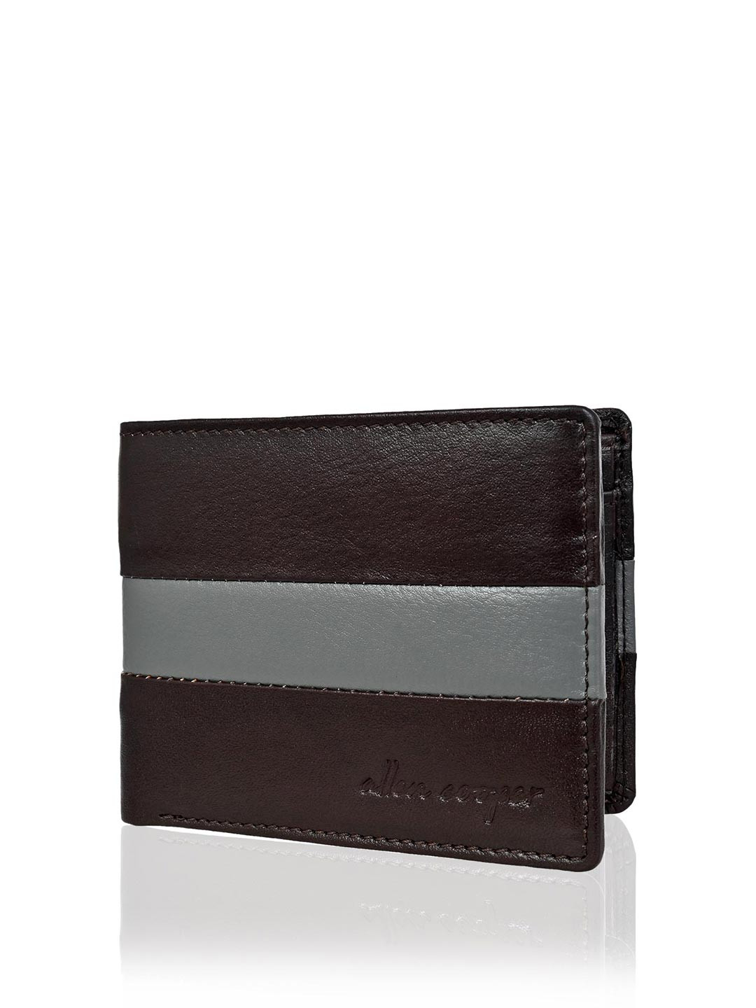 Allen Cooper Men Colourblocked Leather Two Fold Wallet