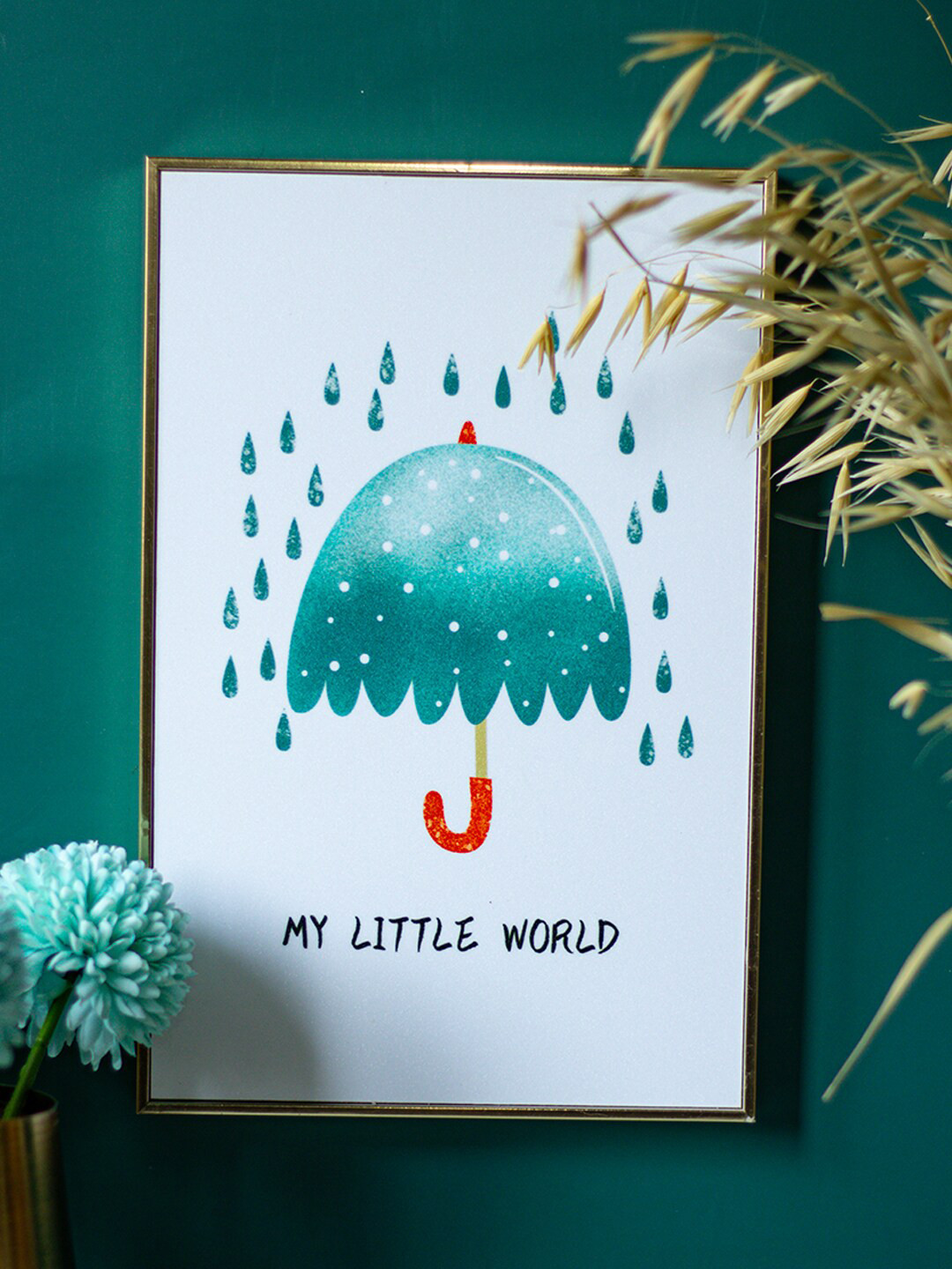 MARKET99 White & Green Umbrella Painting Wall Art