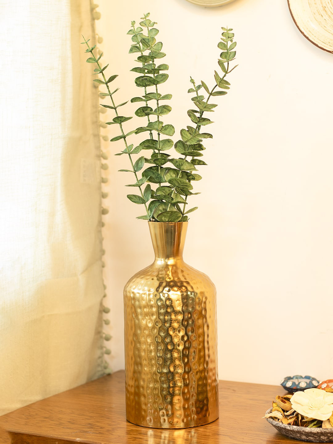 MARKET99 Gold Toned Textured Metal Unbreakable Vases