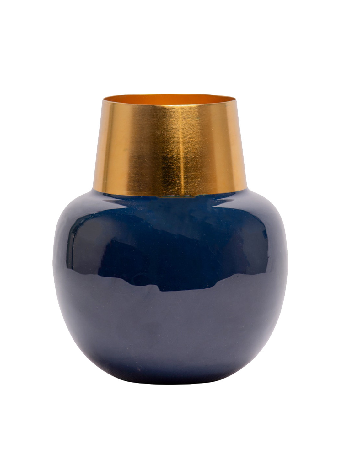 MARKET99 Gold Toned & Blue Iron Enamel Unbreakable Vase
