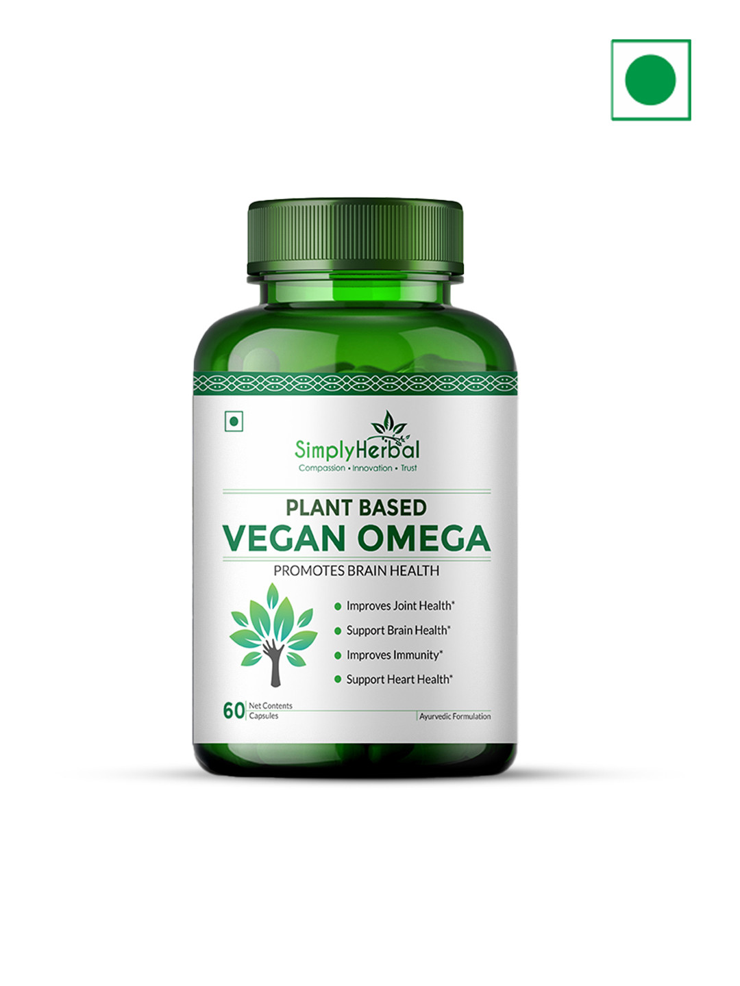 Simply Herbal Vegan Omega 3 Capsules with Flaxseed Extract 500 mg - 60 Capsules
