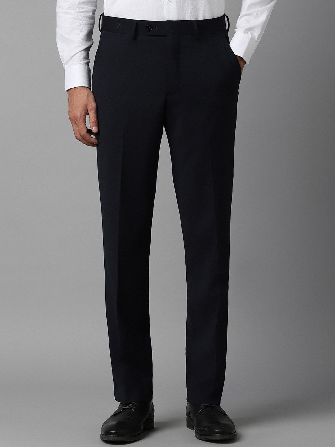 Luxure by Louis Philippe Men Navy Fit Smart Formal Trousers