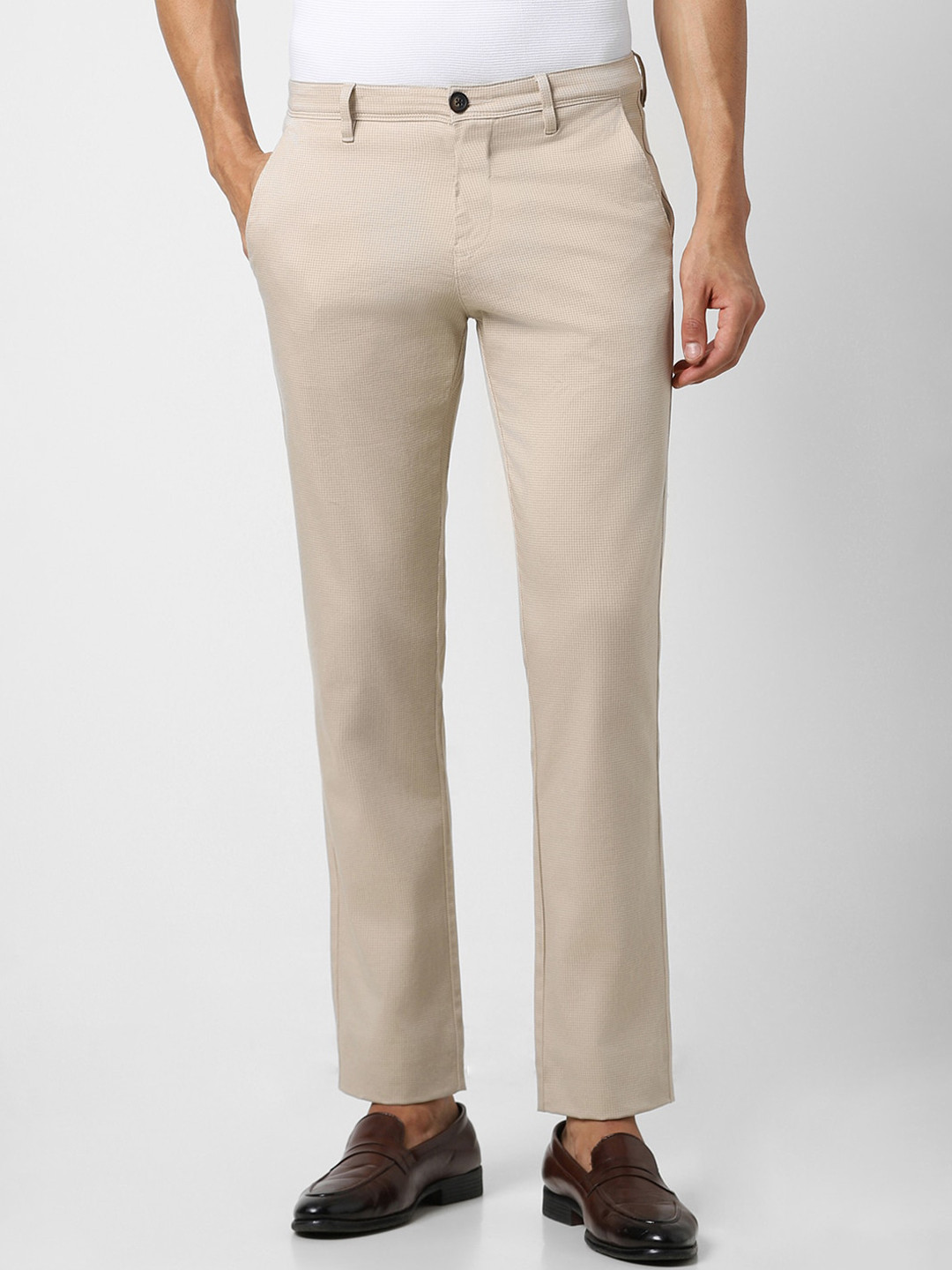 Van Heusen  Men Mid-Raise Clean Look Slim Fit Trousers