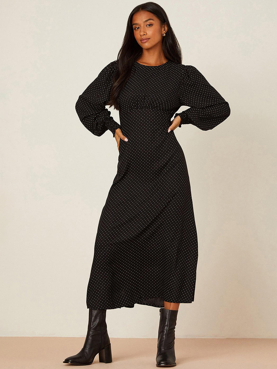 DOROTHY PERKINS Petite Micro Print A-Line Midi Dress