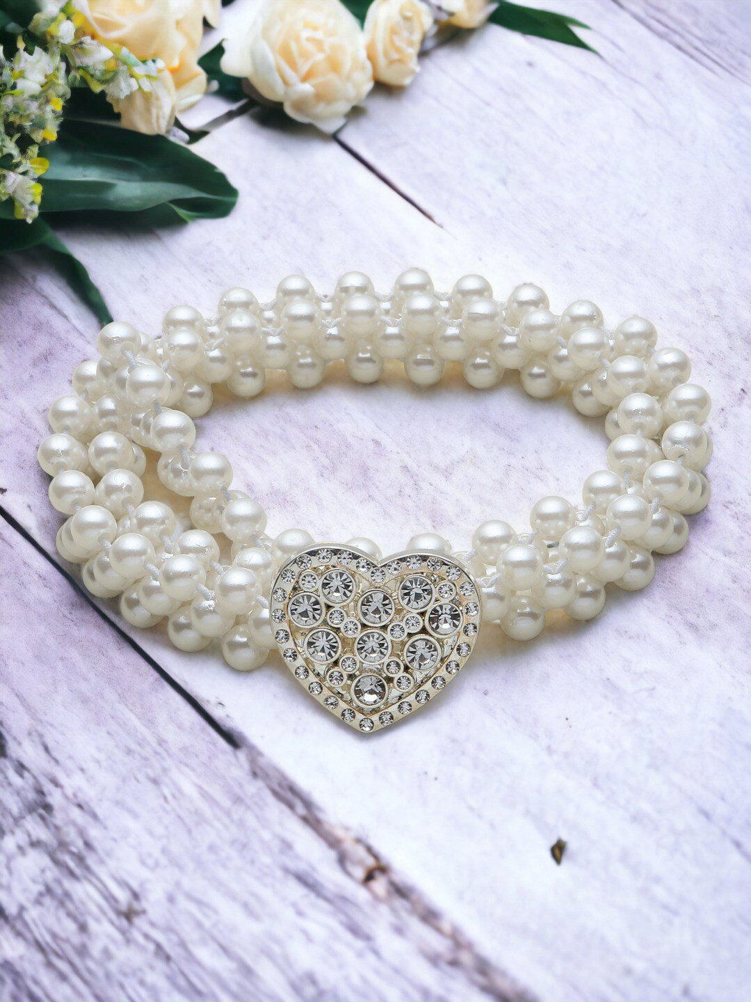 DressBerry Women White Embellished Belt