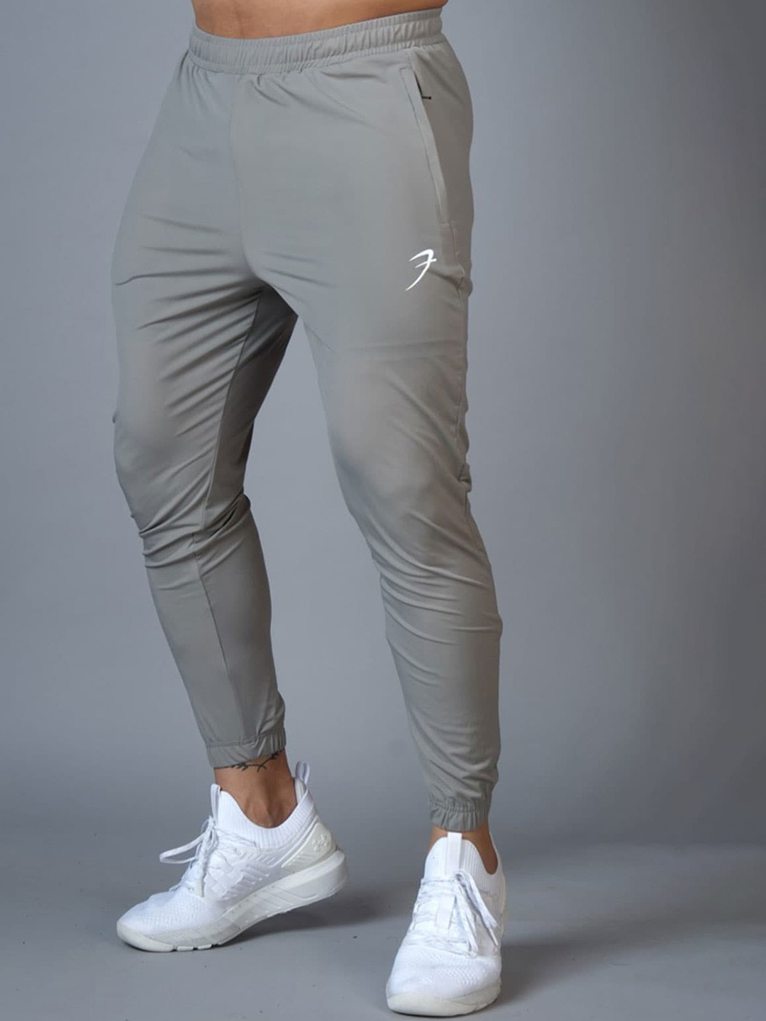 FUAARK Men Grey Anti-Odour Slim Fit Nylon Track Pants