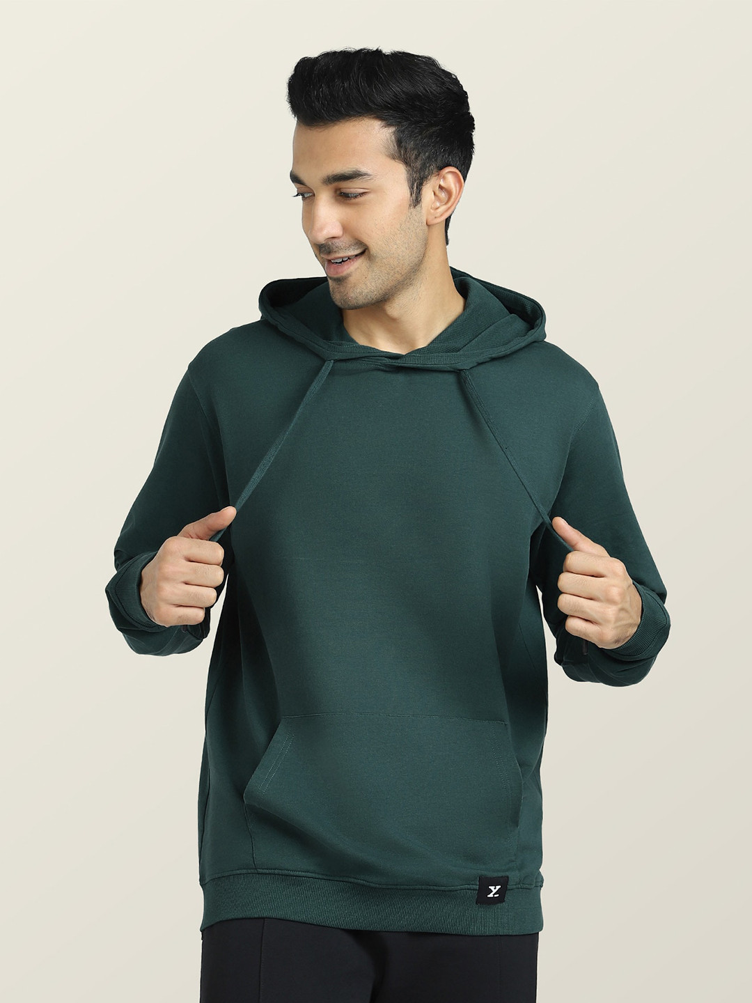 XYXX Green Hooded Antimicrobial Cotton Pullover Sweatshirt