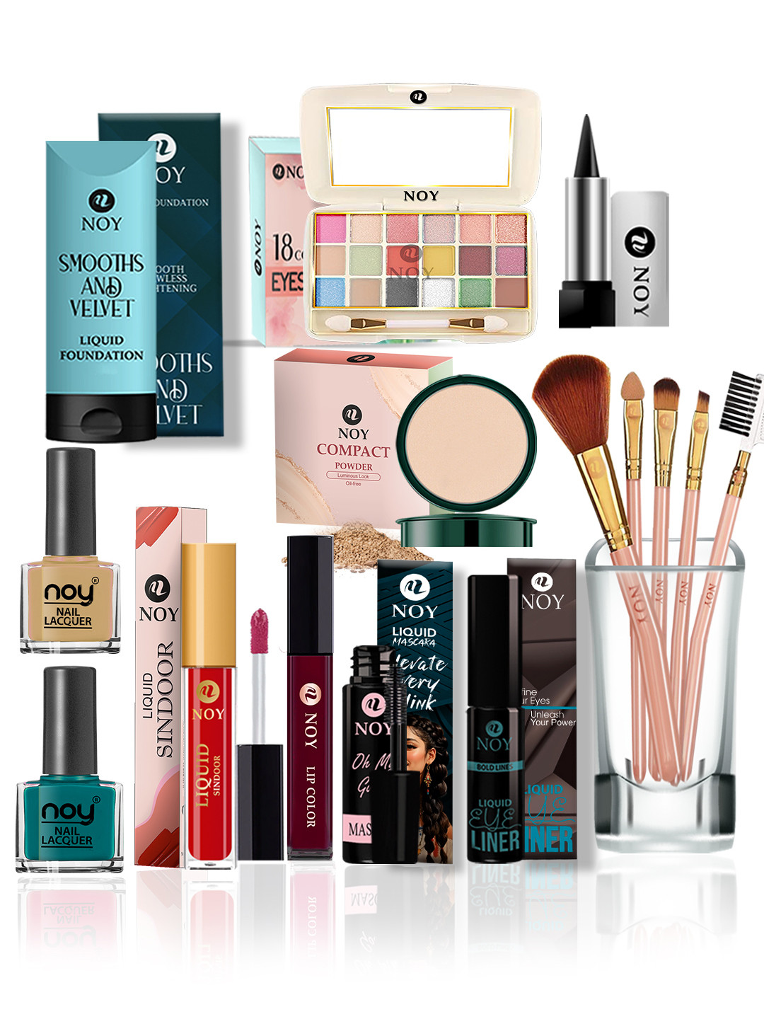NOY 15 Pcs Essentials Makeup Combo - Must-Have Pairings For Effortless Glam - Combo No 115
