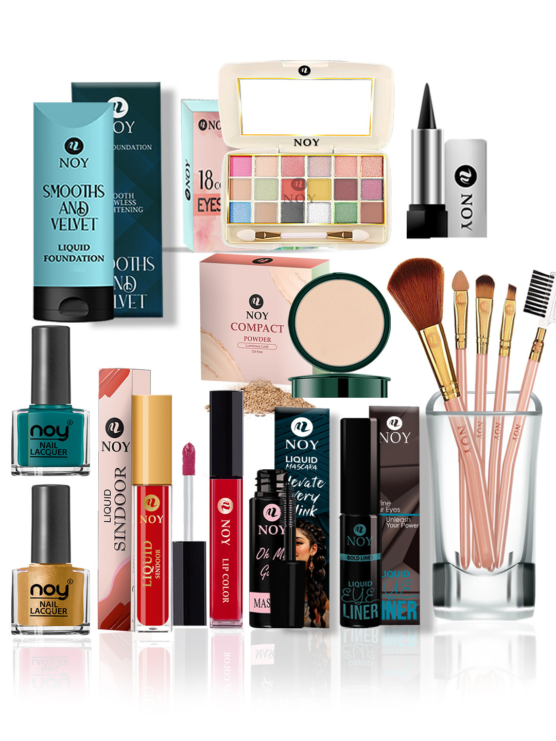 NOY 15 Pcs Essentials Makeup Combo - Must-Have Pairings For Effortless Glam - Combo No 376