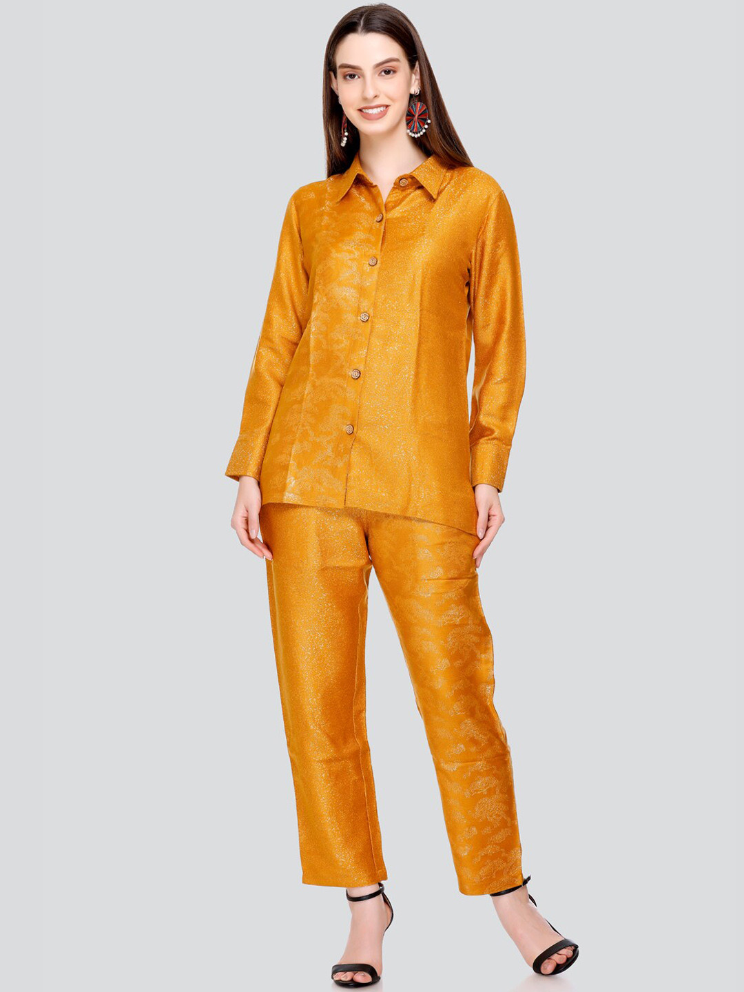 HOUSE OF KIRNA'S WITH LOGO OF HOK Floral Printed Acrylic Shirt With Trousers