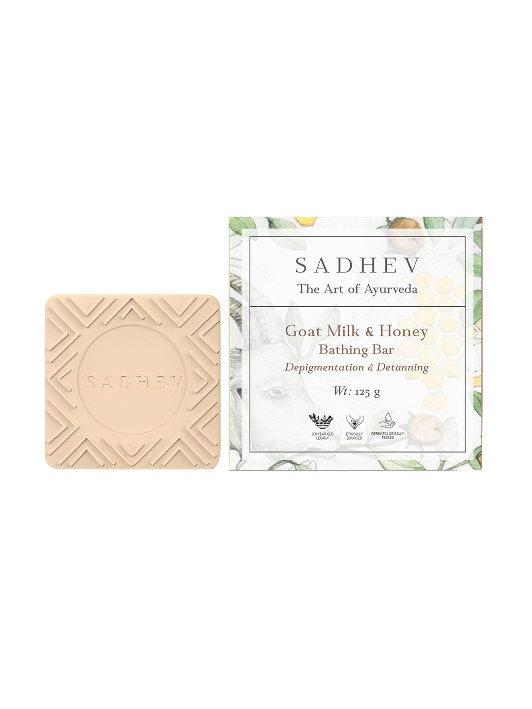 SADHEV The Art Of Ayurveda Goat Milk & Honey Bathing Bar - 125g
