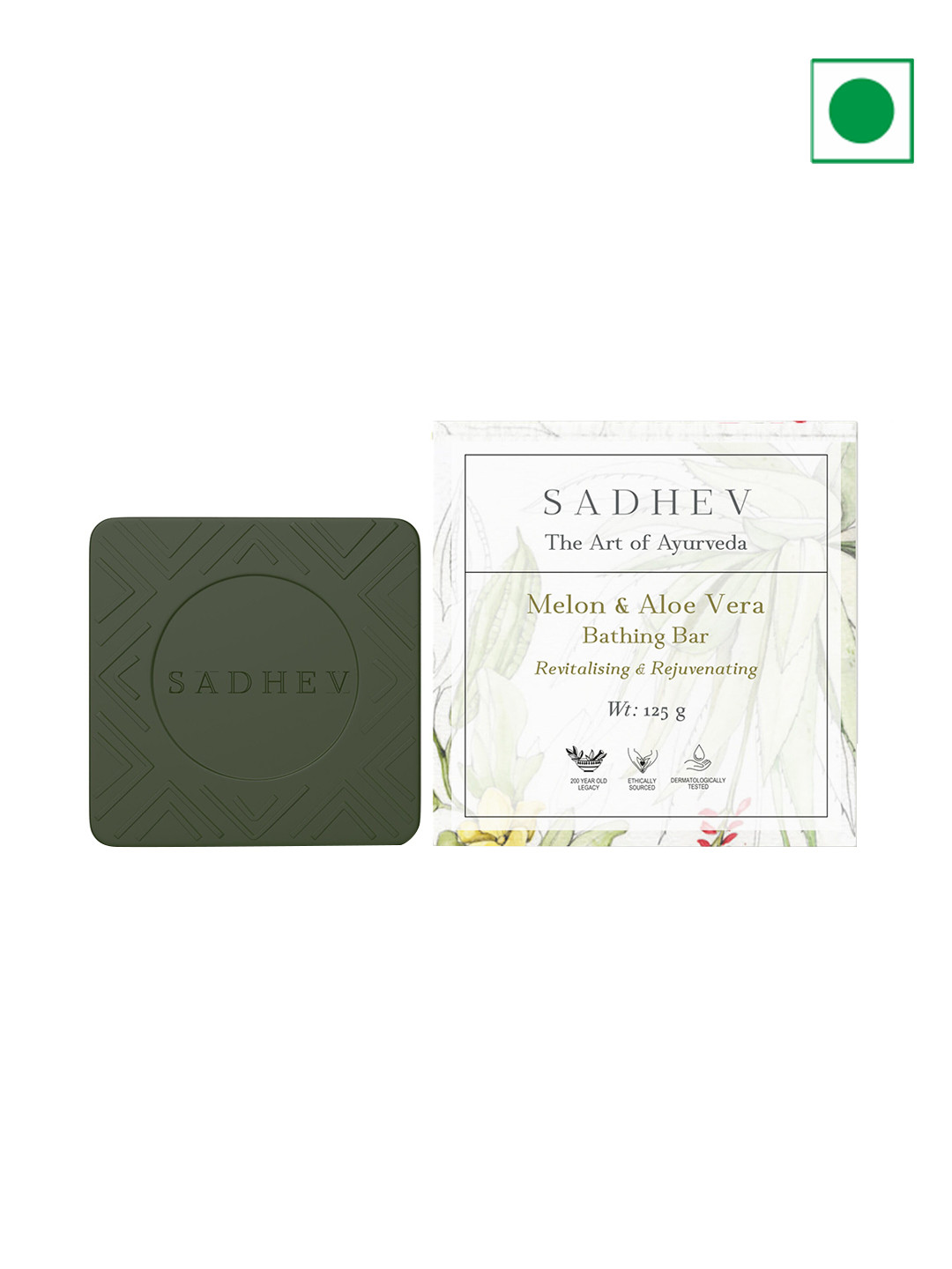 SADHEV The Art Of Ayurveda Melon & Aloe Vera Bathing Bar For Revitalizing - 125g