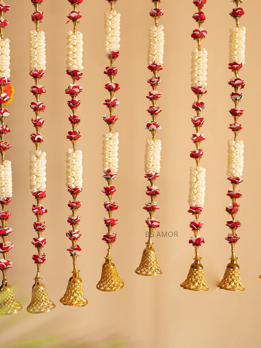 BS AMOR Artificial flower Toran Plastic Floral Glossy Hall 6Pcs Wall Hangings-33.6In