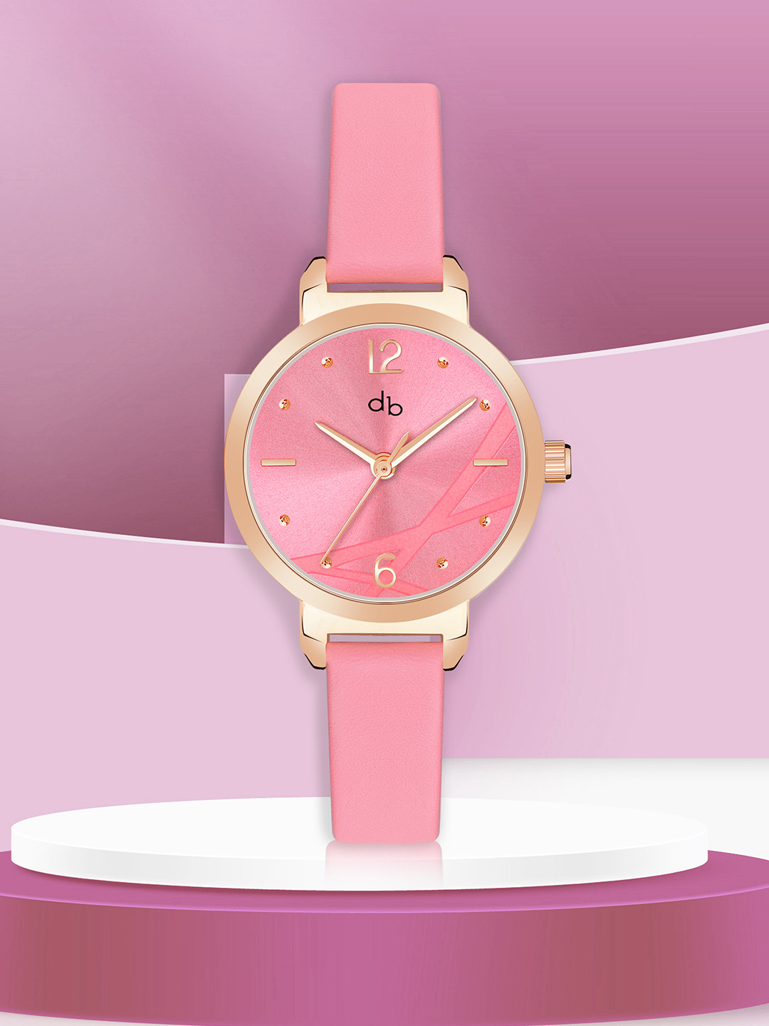 DressBerry Women Brass Leather Straps Analogue Watch DB-203-Pink