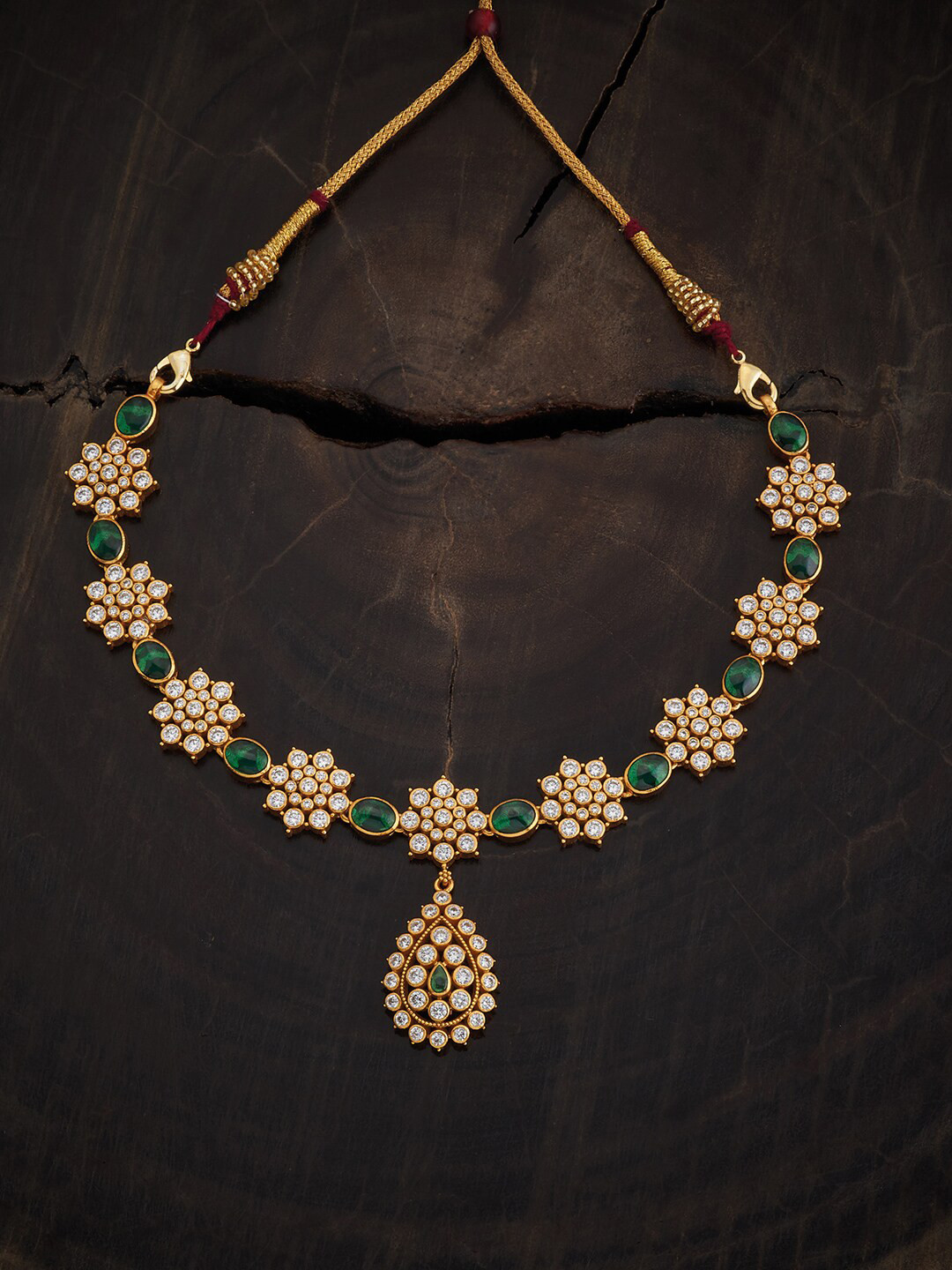 Kushal's Fashion Jewellery Embellished Bridal 92.5 Silver Gold-Plated Necklace