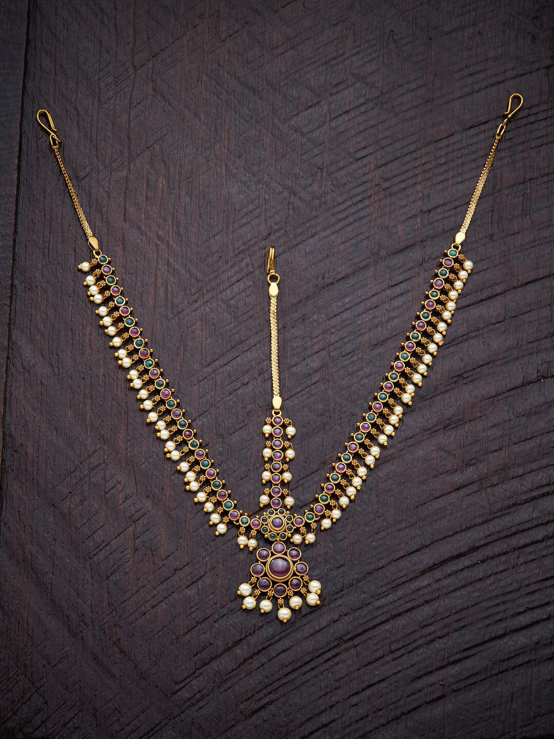 Kushal's Fashion Jewellery Gold-Plated Antique Studded Matha Patti