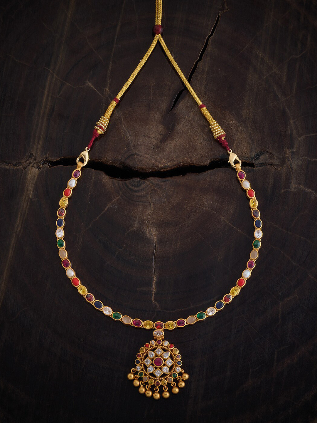 Kushal's Fashion Jewellery Embellished Bridal Gold-Plated Temple Necklace